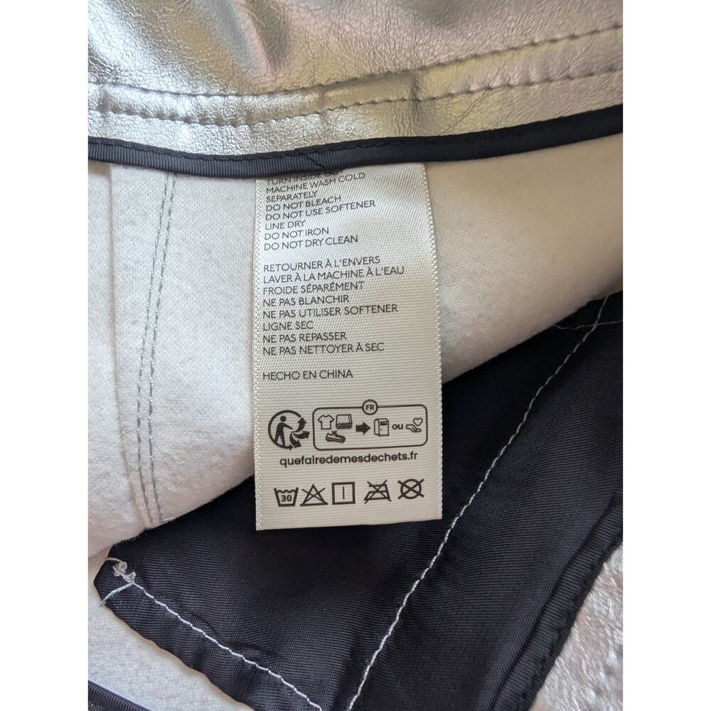 NWT Maeve The Ettie HR Crop Faux-leather Wide-Leg Pants Sz 24P Silver #7D532 - Picture 9 of 10